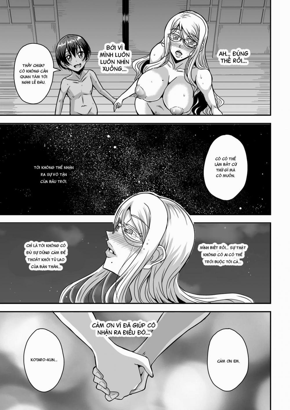 Bakunyuu Hitozuma Kinpatsu Gaikokujin Jokyoushi ga Mura no Inshuu de Kasshoku Shota no Fudeoroshi o Suru Hanashi Oneshot trang 43