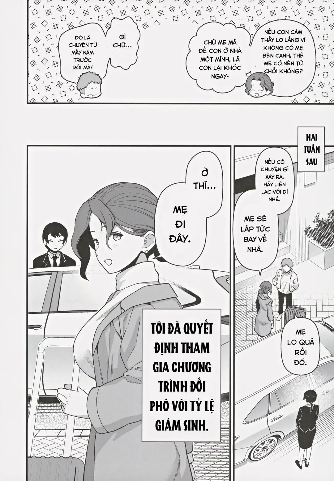 Một người mẹ và người lạ được chọn để chống lại tỷ lệ sinh giảm Oneshot trang 5