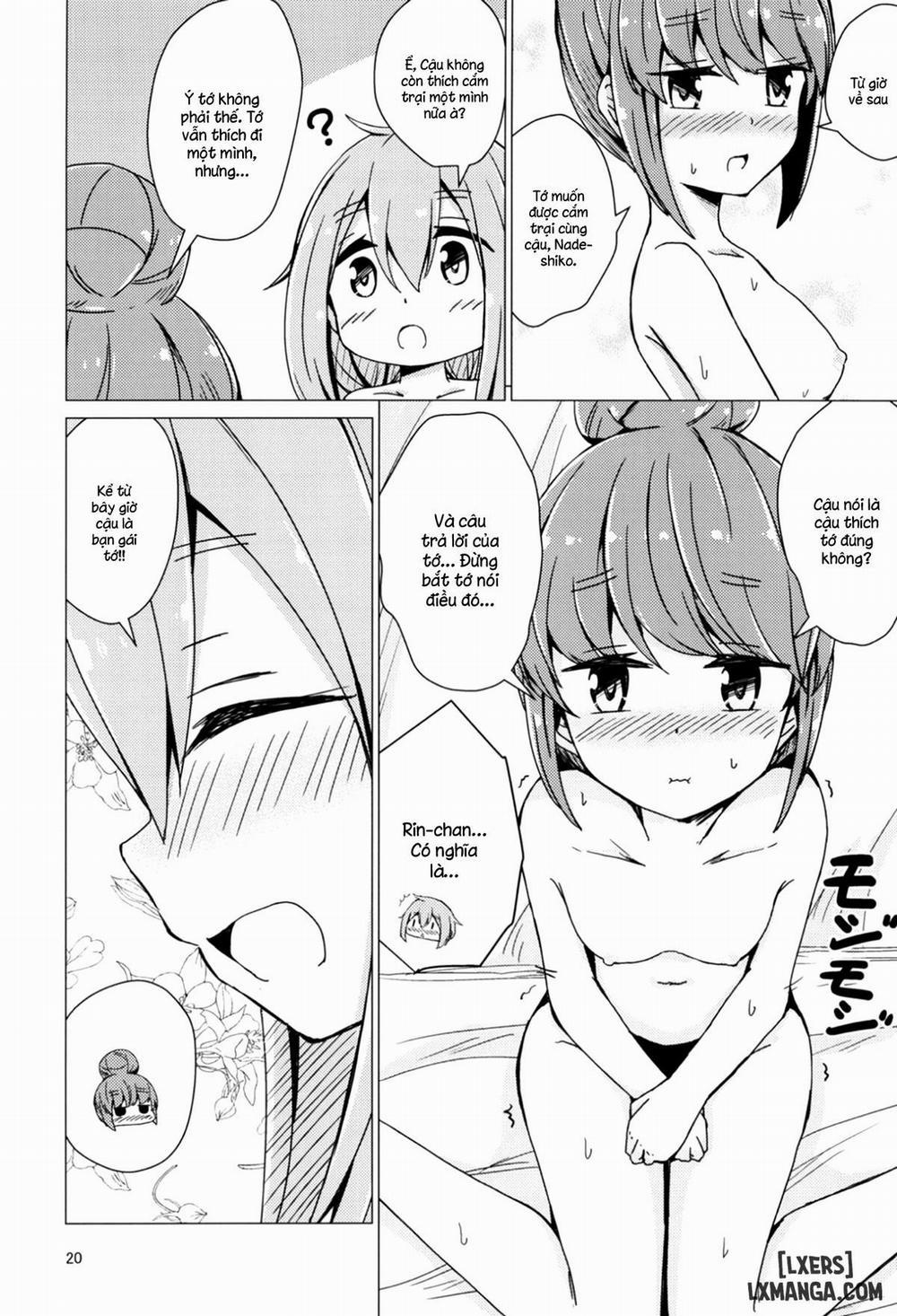 Sex Shinai to Derenai Tent ni Tojikomerareta NadeRin Oneshot trang 18