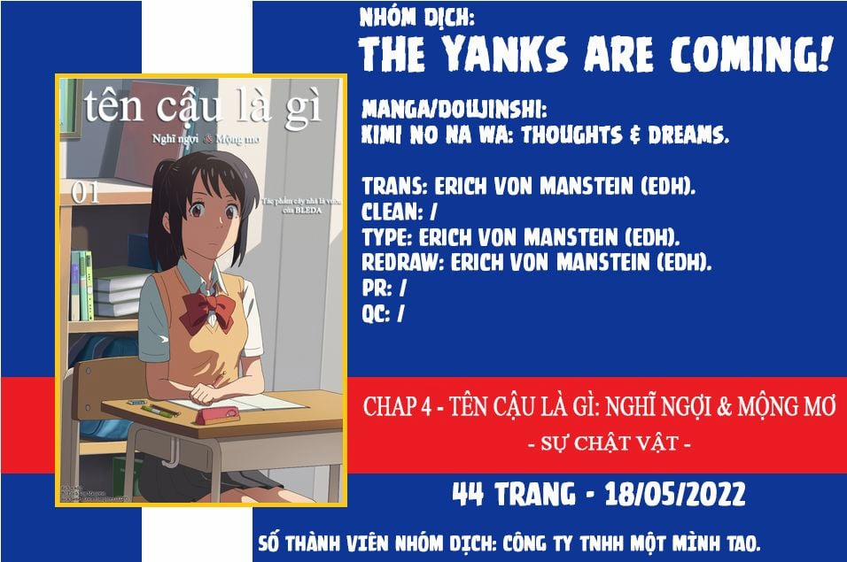 Tên Cậu Là Gì: Nghĩ Ngợi & Mộng Mơ 0 Sự chật vật. trang 46