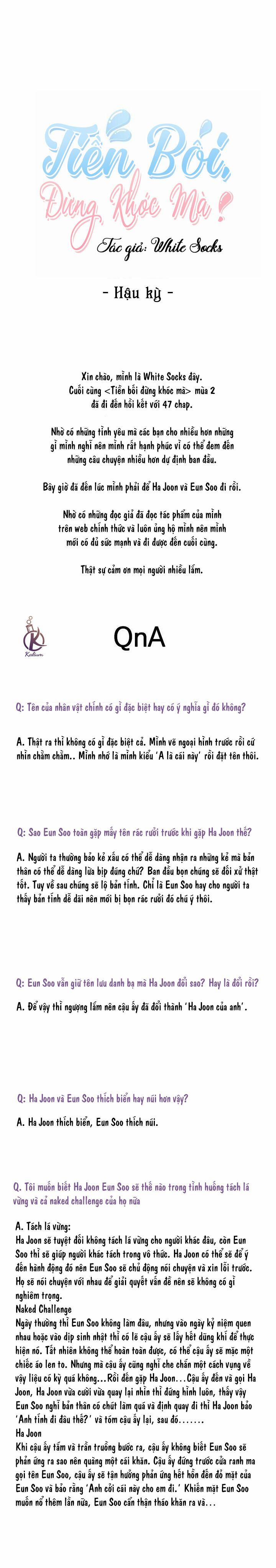 Tiền Bối, Đừng Khóc Mà! 0.0 Hậu Kỳ trang 0