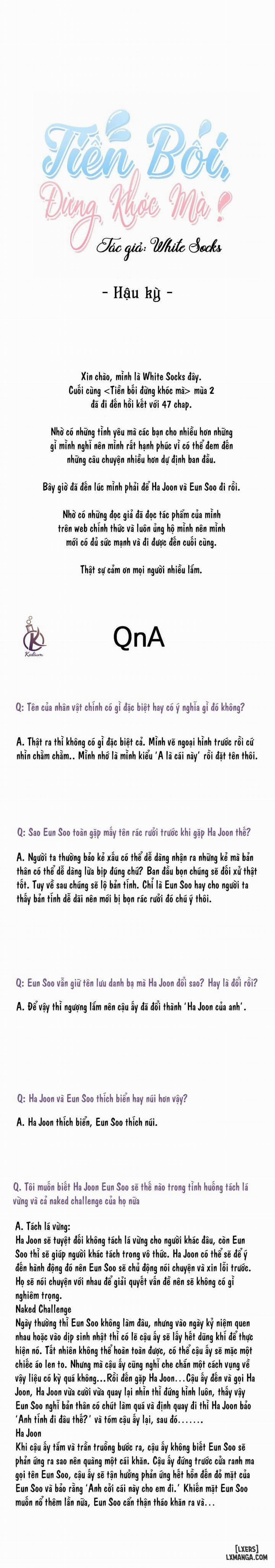 Tiền Bối, Đừng Khóc Mà! Hậu kỳ 2 trang 0